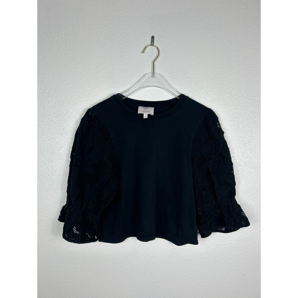 Cinq à Sept Carmine Embroidered Eyelet Top Black Small Feminine Romantic - Picture 4 of 8